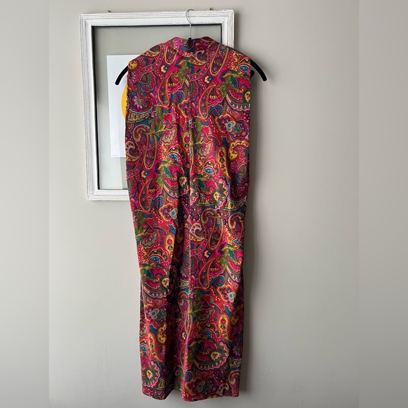 Sleeveless Silk Wool Paisley Dress, size 4 NWOT - Picture 8 of 10